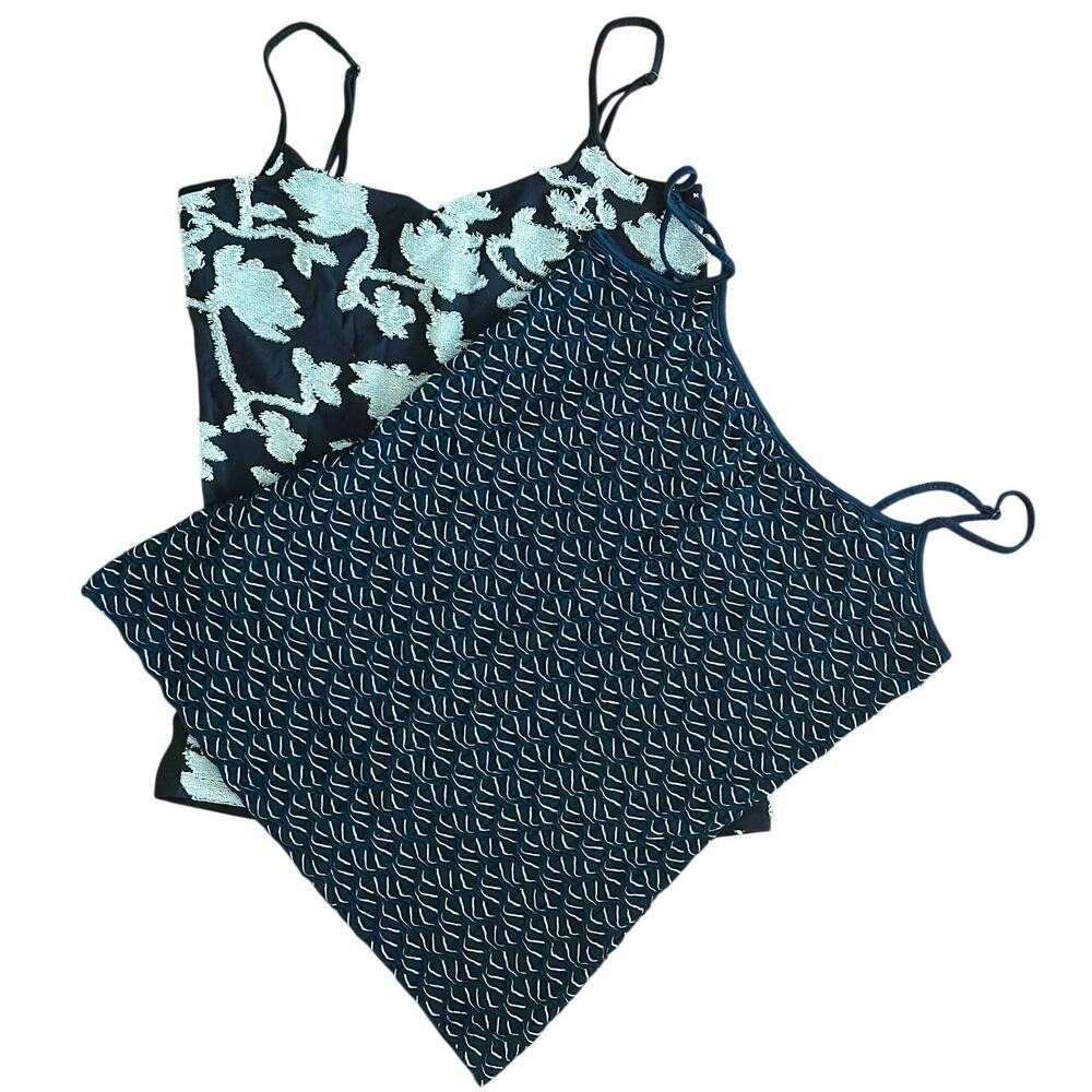 LOFT Outlet Tank Top Bundle M Navy Blue Cami Set Floral & Textured
